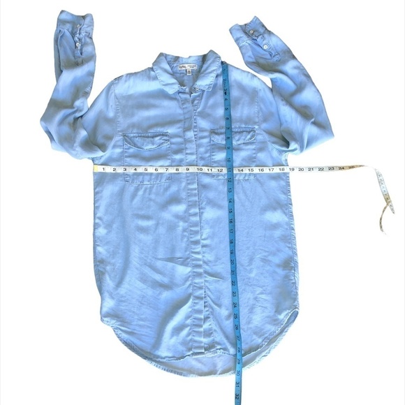KAYAS DESIGN Shirt Women's Size Small Blue Chambray 100% Tencel Button Up Tunic - Picture 4 of 12